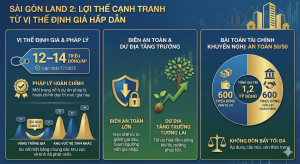 Trong bối cảnh vĩ mô đang chuyển biến đó, dự án Sài Gòn Land 2 – Long Nguyên với mức định giá bình quân chỉ khoảng 12–14 triệu đồng/m²