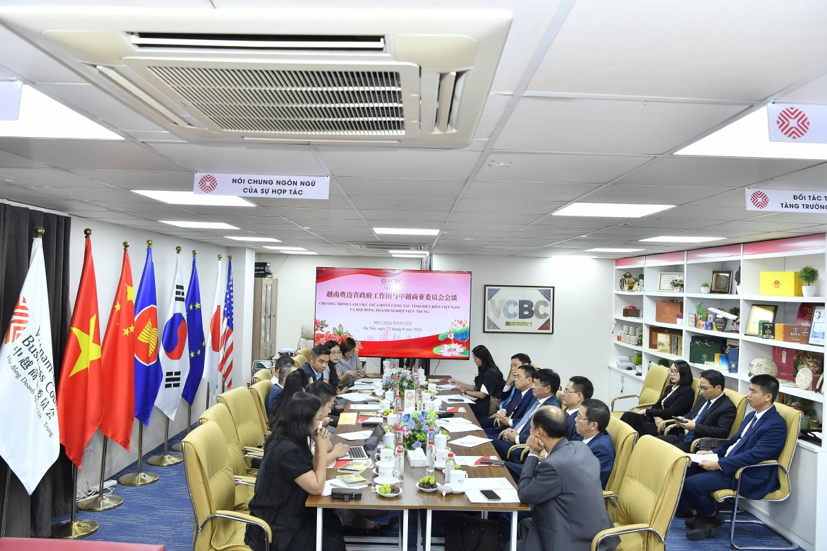 Quang cảnh buổi làm việc giữa Lãnh đạo tỉnh Điện Biên với Hội đồng Doanh nghiệp Việt Nam - Trung Quốc tại Hà Nội (Ảnh: Đan Trần)